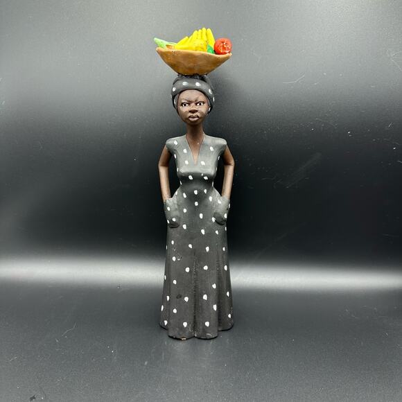 Jamaican Creole Woman, Folk Art Pottery Red Clay matte Sculpture - Picture 1 of 8